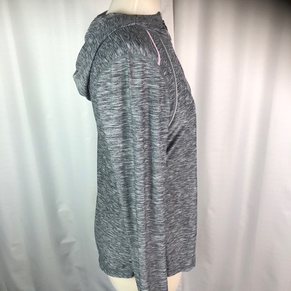 Zella Heather Black 1/4 Zip Hooded Workout Tee L - Picture 6 of 9